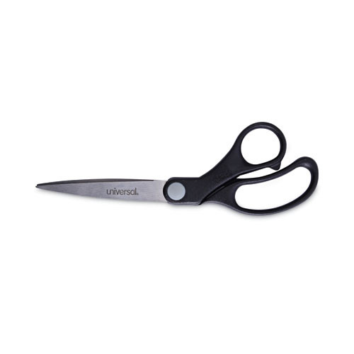 Stainless Steel Office Scissors, 8.5" Long, 3.75" Cut Length, Black Offset Handle