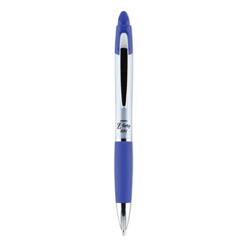 Z-grip Max Ballpoint Pen, Retractable, Medium 1 Mm, Blue Ink, Silver/blue Barrel, 12/pack