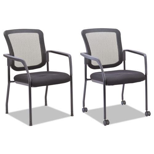 Alera Elusion Series Mesh Back Stacking Guest Chair, 26" X 25.6" X 36.2", Black Seat, Black Back, Black Base