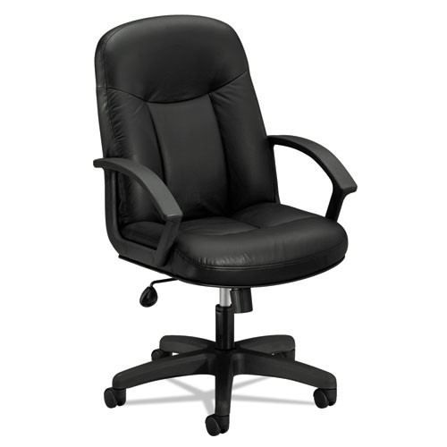 Hvl601 Series Executive High-back Leather Chair, Supports Up To 250 Lb, 17.44" To 20.94" Seat Height, Black