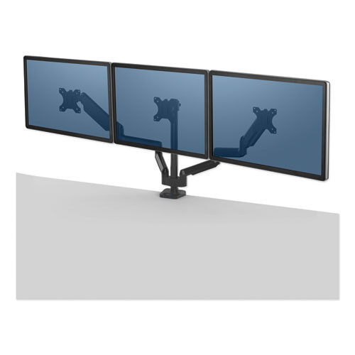 Platinum Series Triple Monitor Arm For 27" Monitors, 360 Deg Rotation, +85/-20 Deg Tilt, 360 Deg Pan, Black, Supports 20 Lb