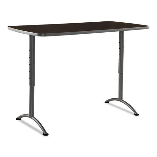 Arc Adjustable-height Table, Rectangular, 30" X 60" X 30" To 42", Walnut/gray