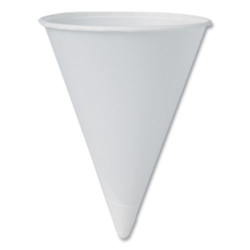 Cone Water Cups, Cold, Paper, 4 Oz, Rolled Rim, White, 200/bag, 25 Bags/carton