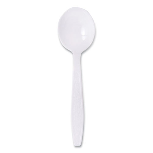 Guildware Extra Heavyweight Plastic Cutlery, Soup Spoons, White, 1,000/carton