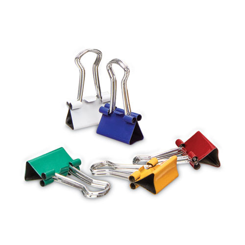 Binder Clips With Storage Tub, Mini, Assorted Colors, 60/pack