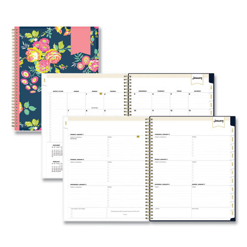 Day Designer Peyton Create-your-own Cover Weekly/monthly Planner, Floral Artwork, 11 X 8.5, Navy, 12-month (jan To Dec): 2025