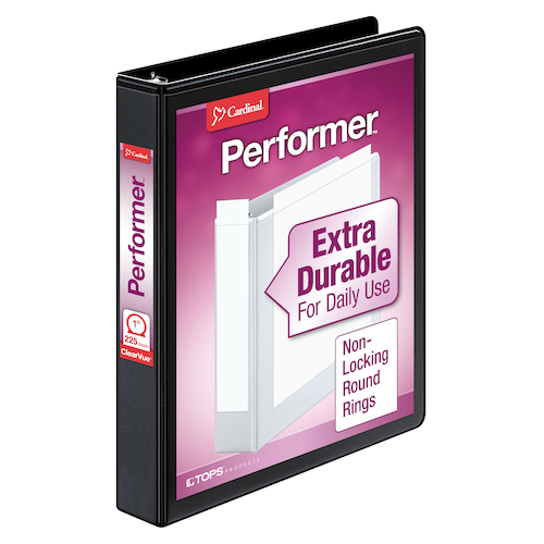 CRD67225 Cardinal® Performer™ ClearVue™ Round Ring Binder, 1" Black