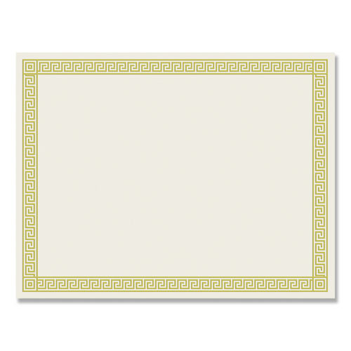 Foil Border Certificates, 8.5 X 11, Ivory/gold With Channel Gold Border, 12/pack