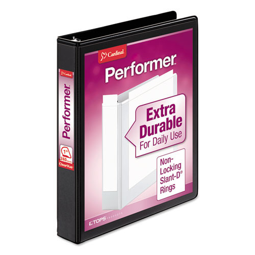 CRD17201 Cardinal® Performer™ ClearVue™ Slant-D® Ring Binder, 1" Black