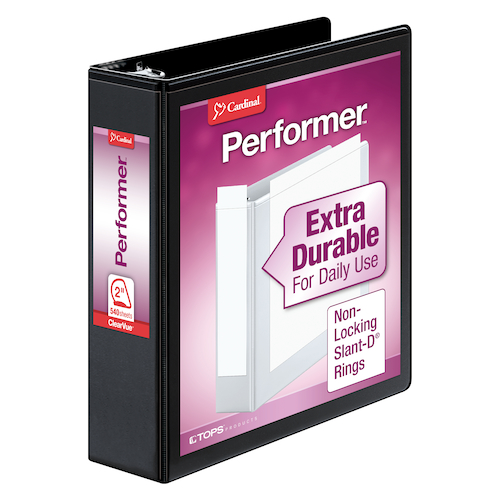 CRD17501CB Cardinal® Performer™ ClearVue™ Slant-D® Ring Binder, 2" Black