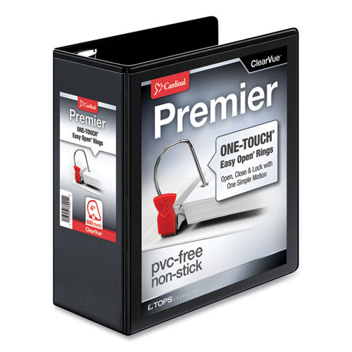 CRD10341 Cardinal® Premier Easy Open® ClearVue™ Locking Slant-D® Ring Binder, 4", Black