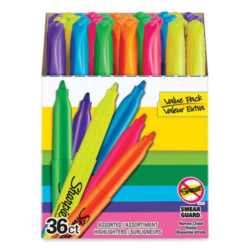 Pocket Style Highlighters, Assorted Ink Colors, Chisel Tip, Assorted Barrel Colors, 36/pack - SAN2133497