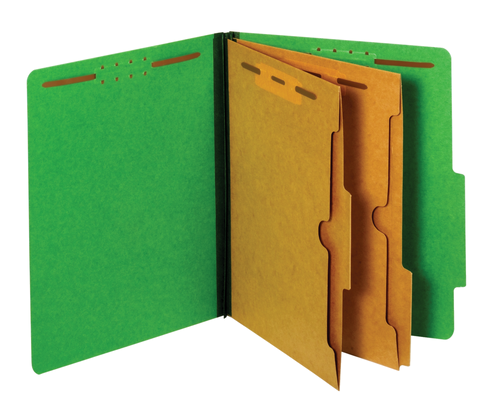 PFX24083P Pendaflex® Classification Folders, Standard, 2 Pocket Dividers, Embedded Fasteners, 2/5 Cut Tab, Dark Green, Letter, 10/BX, 5 BX/CT