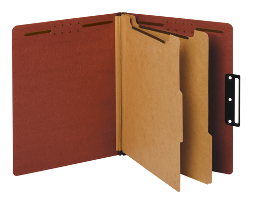 PFX24230 Classification Folders, Metal Tab, 2 Dividers, Embedded Fasteners, 2/5 Cut Tab, Red, Letter, 10/BX, 5 BX/CT