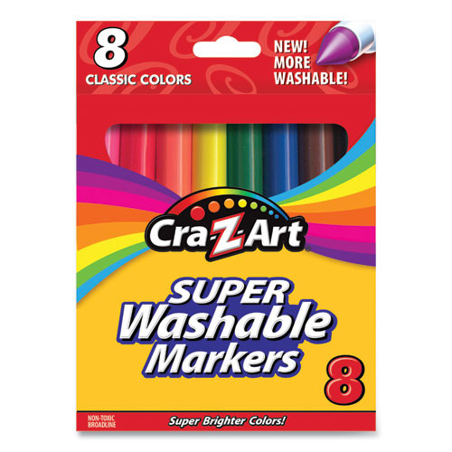 Super Washable Markers, Broad Bullet Tip, Assorted Colors, 8/set