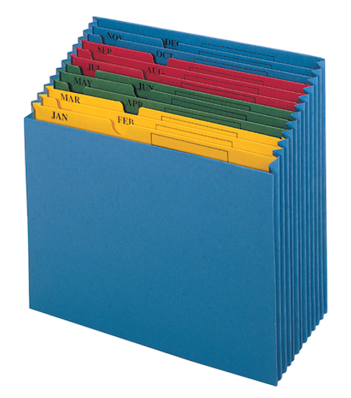 PFX20135 Expanding Files, Without Flap, Jan-Dec Tabs, 12 Pockets, Letter, 10 EA/CT