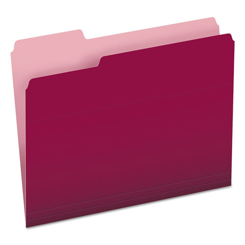 PFX15213BUR Pendaflex® Two-Tone Color File Folders, Letter Size, Burgundy, 1/3 Cut, 100/BX