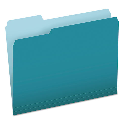 PFX15213TEA Pendaflex® Two-Tone Color File Folders, Letter Size, Teal, 1/3 Cut, 100/BX