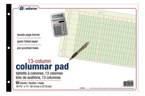 ABFACP111613  Adams Columnar Pad, 13 Col, 11" x 16-3/8"
