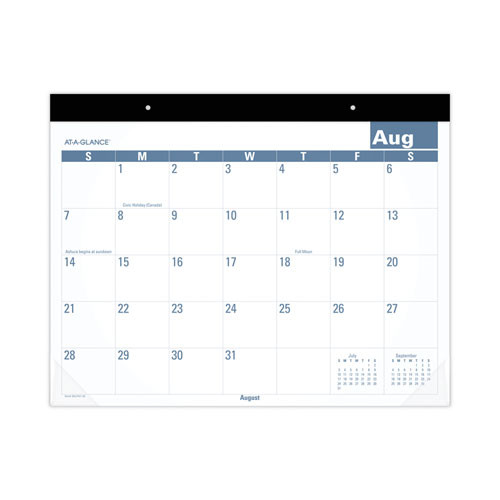 Academic Large Print Desk Pad, 21.75 X 17, White/blue Sheets, 12 Month (july To June): 2023 To 2024