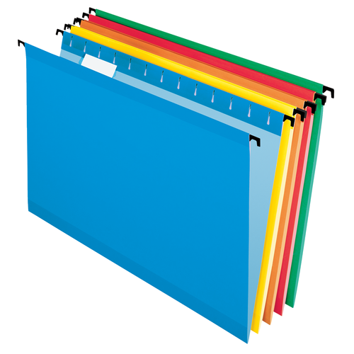 PFX615315Asst Pendaflex® SureHook® Reinforced Hanging Folders, Legal Size, Assorted Colors, 1/5 Cut, 20/BX