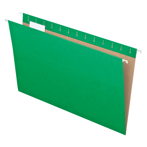 PFX81630 Pendaflex® Recycled Hanging Folders, Legal Size, Bright Green, 1/5 Cut, 25/BX