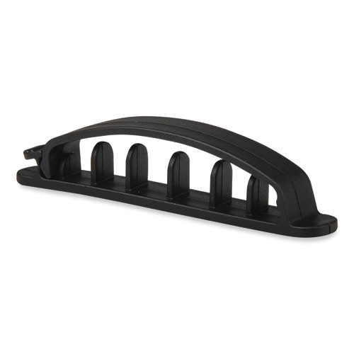 Five Channel Cable Holder, 0.75" X 3.35", Black, 3/pack