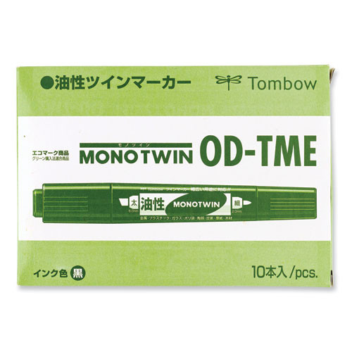 Mono Twin Bold Permanent Marker, Fine/broad Tips, Black, 10/box