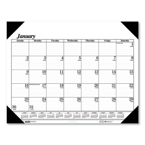 Recycled One-color Dated Monthly Desk Pad Calendar, 18.5 X 13, White Sheets, Black Binding/corners,12-month (jan-dec): 2025