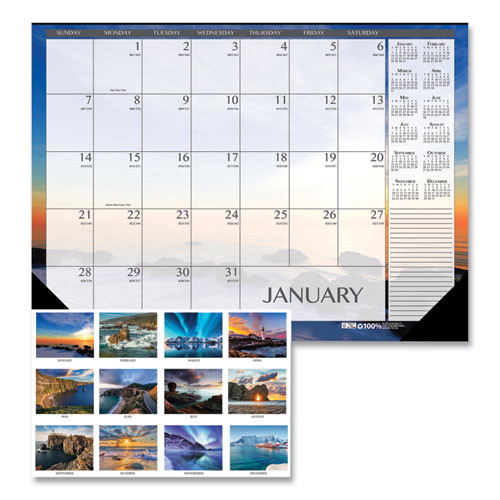 Recycled Earthscapes Desk Pad Calendar, Seascapes Photography, 22 X 17, Black Binding/corners,12-month (jan To Dec): 2025