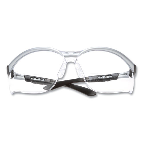 Bx Molded-in Diopter Safety Glasses, 2.0+ Diopter Strength, Silver/black Frame, Clear Lens