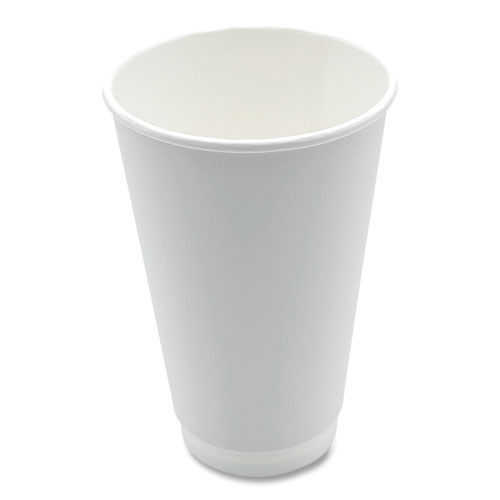 Paper Hot Cups, Double-walled, 16 Oz, White, 25/pack