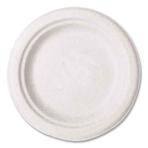 Molded Fiber Tableware, Plate, 6" Diameter, White, 1,000/carton