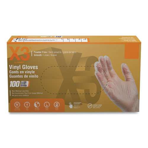 Industrial Vinyl Gloves, Powder-free, 3 Mil, Large, Clear, 100/box, 10 Boxes/carton