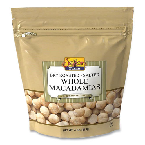 Macadamia Nuts, Dry Roasted, Salted, 4 Oz Bag, 12/carton