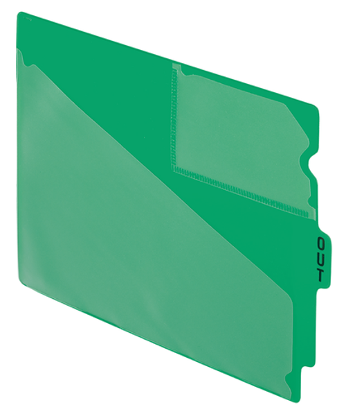 PFX13543EE Index - Out Guide - End Tab, Poly, 1/5 Center Tab, Green, 50BX, Letter
