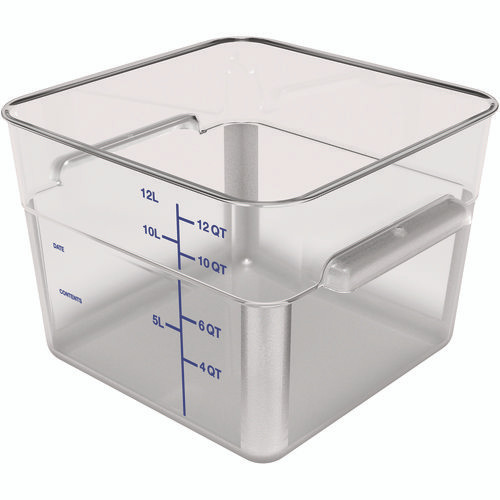 Squares Polycarbonate Food Storage Container, 12 Qt, 11.13 X 11.13 X 8.25, Clear, Plastic