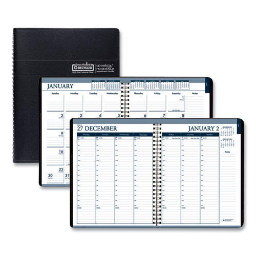 Recycled Wirebound Weekly/monthly Planner, 11 X 8.5, Black Cover, 12-month (jan To Dec): 2025