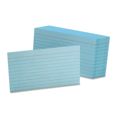 OXF7321BLU Oxford® Ruled Color Index Cards, 3" x 5", Blue, 100 Per Pack