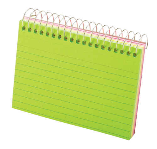 OXF40281 Spiral Index Cards, 3" x 5", Assorted Neon