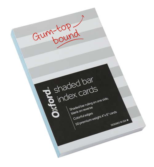 OXF334300 Oxford® Shaded Bar Index Cards, 4" x 6", 50 Per Pack