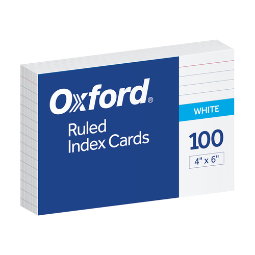 OXF23302DPA Oxford® Ruled Index Cards, 4" x 6", White, 100 Per Pack, 20 Pack PDQ