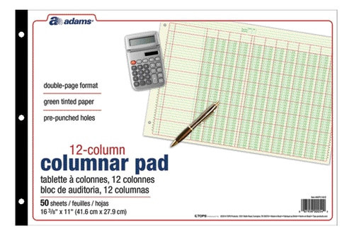 ABFACP111612 BULK Columnar Pad, 12 Col, 11" x 16-3/8", 6 EA/CT ABFACP111612 BULK Columnar Pad, 12 Col, 11" x 16-3/8", 6 EA/CT
