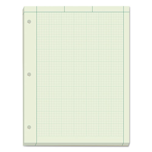 TOP35502 TOPS™ Engineering Computation Pad, 8-1/2" x 11", Glue Top, Graph Rule (5 x 5), Green Tint Paper, 3-Hole Punched, 200 Sheets