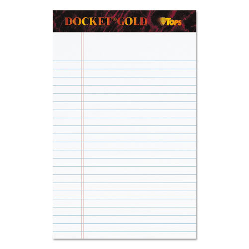 TOP63910 TOPS™ Docket Gold™ Writing Pads, 5" x 8", Jr. Legal Rule, 50 Sheets, 12 Pack