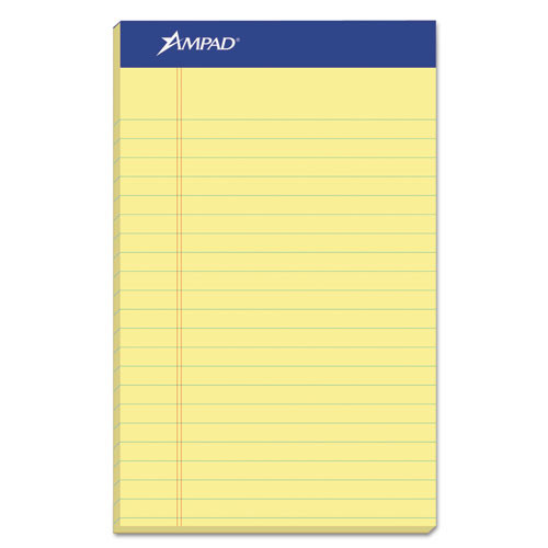 TOP20204 Ampad® Writing Pads, 5" x 8", Jr. Legal Rule, Canary Paper, 50 Sheets, 12 Pack