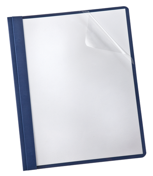 OXF50443EE Oxford® Linen Clear Front Report Cover Retail Packs, Letter, Navy, 5PK