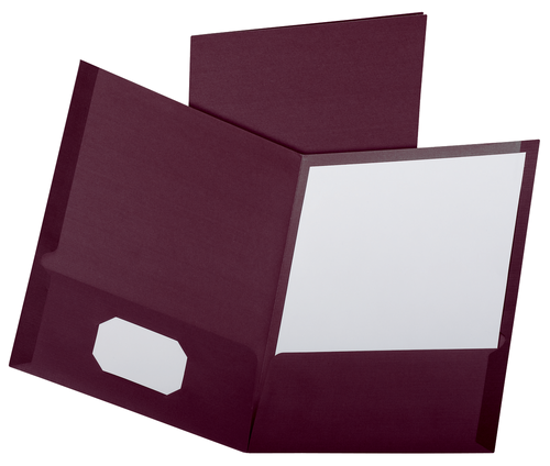 OXF53441EE Oxford® Linen Twin Pocket Folder, Letter Size, Burgundy