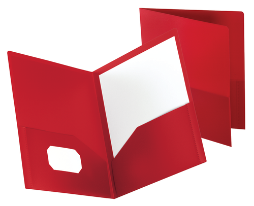 OXF57411EE Poly Twin Pocket Folders, Letter Size, Red