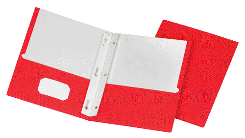 OXF50772EE School Grade Two Pocket Portfolio, Fasteners, Red, 25 Pack